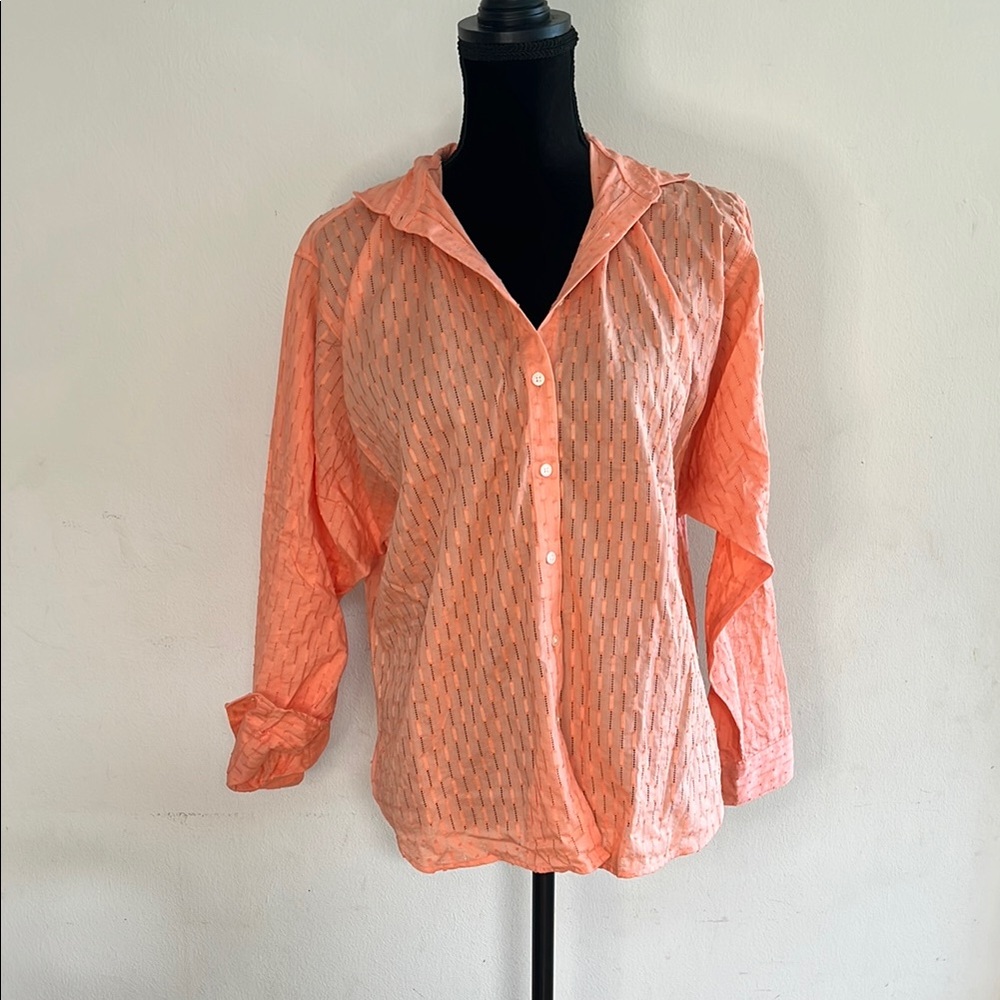 LOFT Coral Button Down Blouse
